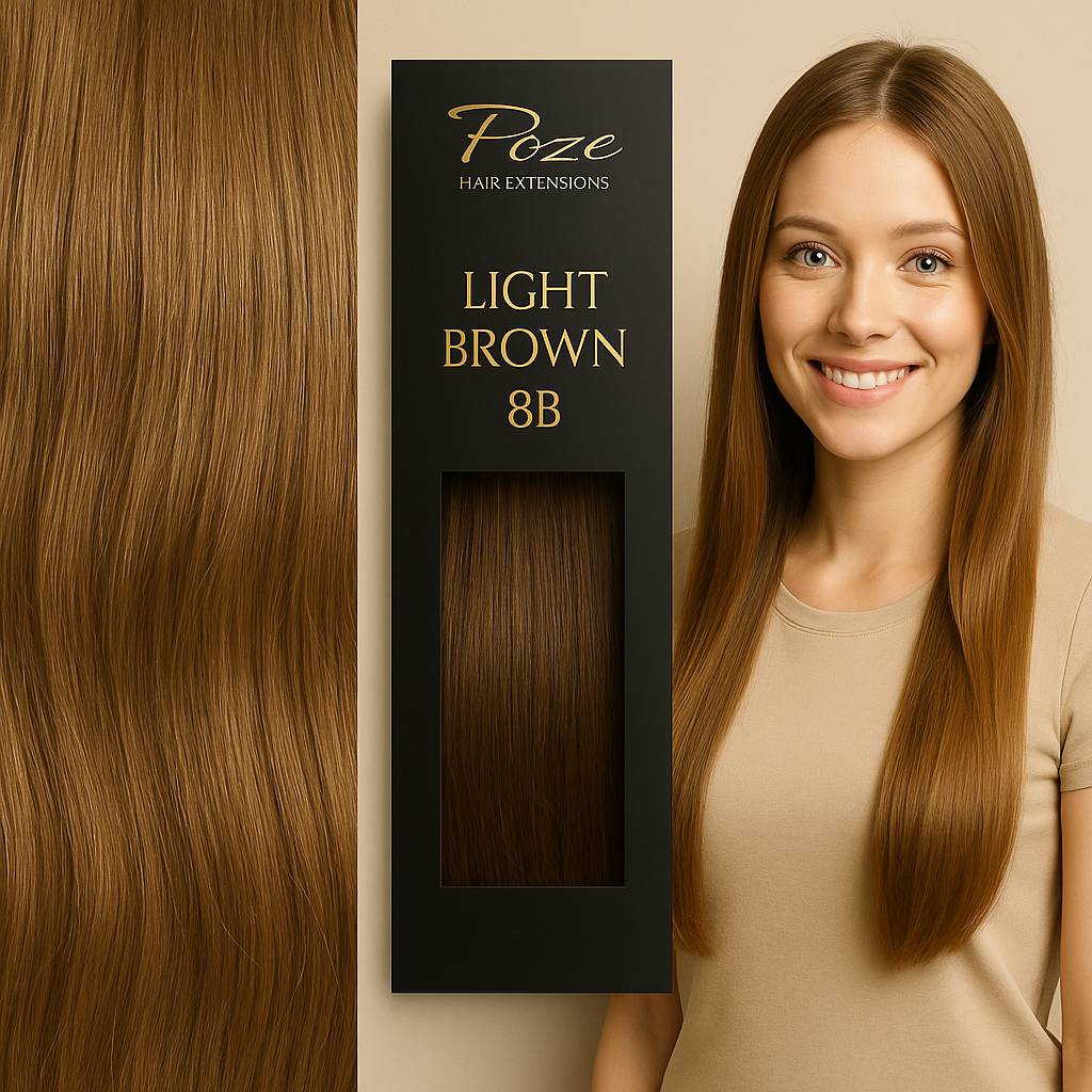 Tape-In Hair Extensions Premium - 8B Light Brown